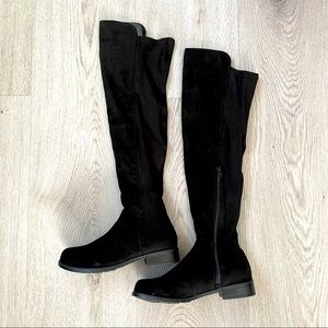 Bamboo Faux Suede Over the Knee Boots